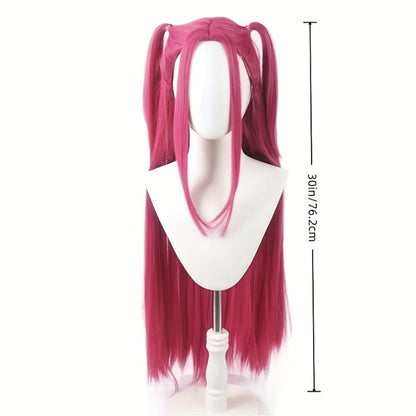 K-Pop Cosplay Wig Long Straight 30 Inch – Korean Idol Costume Hair for Halloween, Anime Convention & K-Drama Character Dress Up, Rose Red, Purple & Black Purple Colors for Women & Girls