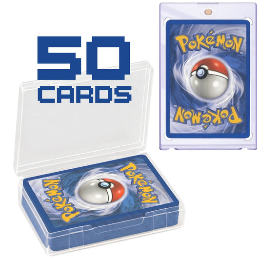 Trading Card Game 51-Card Character Assortment with Magnetic Display Holder and Included Deck Box