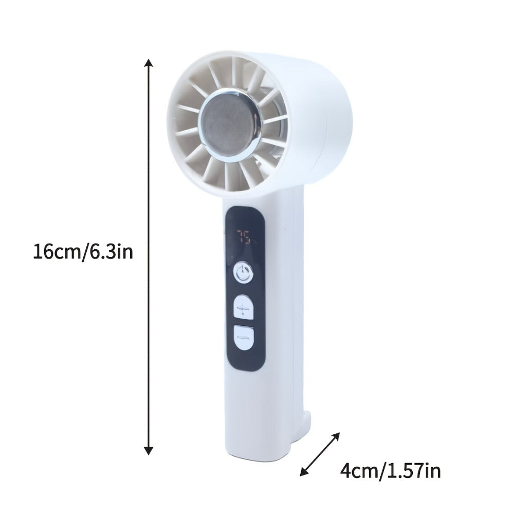 Two-Pack 1800mAh Handheld Fans with 100-Level Speed Display, USB-C Charging and White or Dark Gray Sets