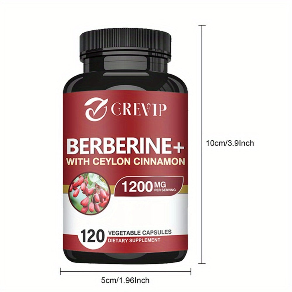 Dietary Supplement Berberine HCl and Ceylon Cinnamon Capsules, 120 Count with Multi-Bottle Options