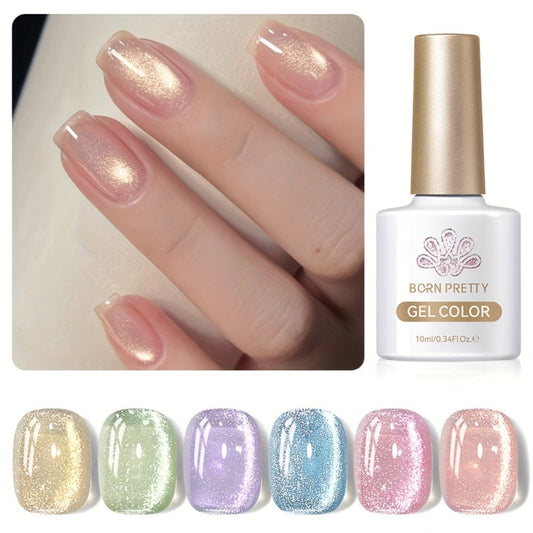 Gel Nail Polish BORN PRETTY 6-Piece Flowing Cat-Eye Set with Six 10ml Magnetic Bottles for Nail Art