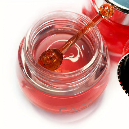 Lip Balm CACE 6-Piece Cherry Jar Set with Glossy Texture, Mini Applicator Spoons and Silver Lids