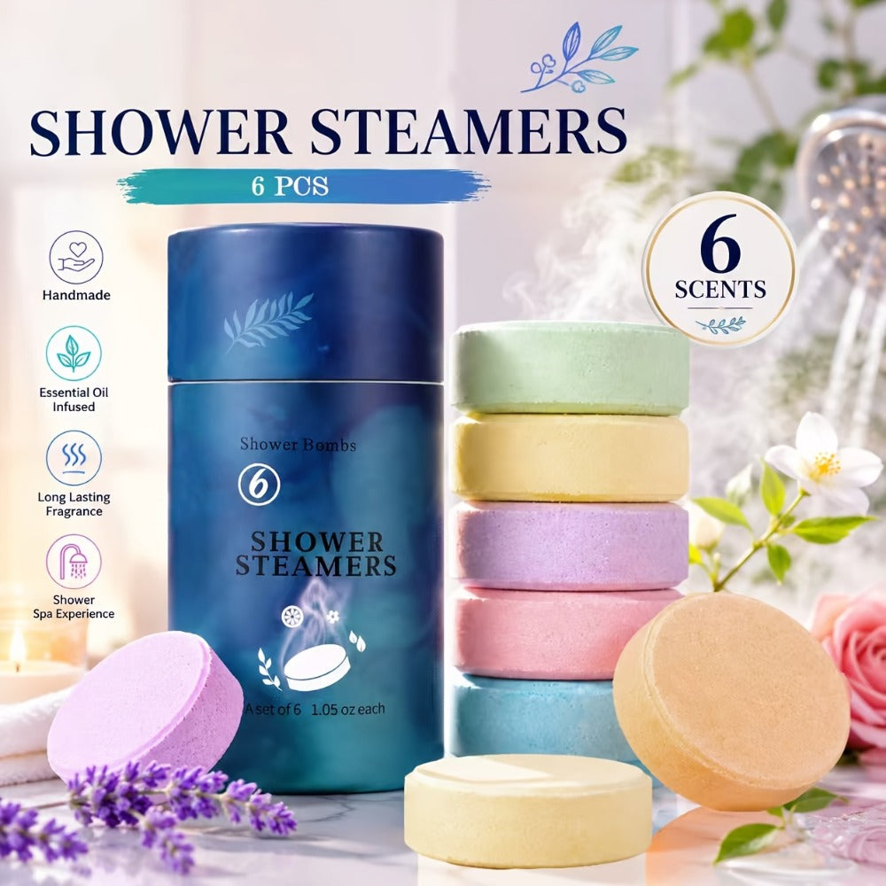 Shower Bombs 6 Pack Eucalyptus & Lavender Essential Oils — Aromatherapy Shower Steamers for Stress Relief Self Care Home Spa Gift for Women Men Birthday Mother's Day Christmas Valentine