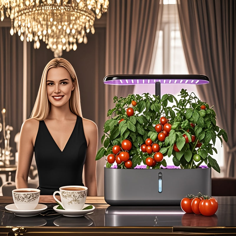 10-Pod Hydroponic Garden Kit with 24W LED Grow Light, Timer, One-Gallon Tank and Three Finishes