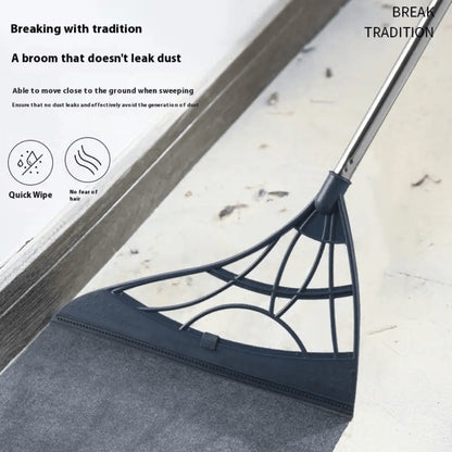 Extra Long Broom 45 Inch – Stainless Steel Handle, Unflagged Bristles, Rubber Sweep for Pet Hair & Debris, Indoor Outdoor Hard Floor Sweeper for Home Office Kitchen