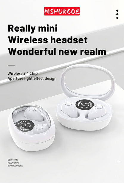 Invisible Sleep Earbuds Bluetooth 5.4 Mini Ultra Compact True Wireless – Noise Cancelling Hi-Fi All Day Wear Touch Control USB-C for Running Sleeping Compatible with All Phones
