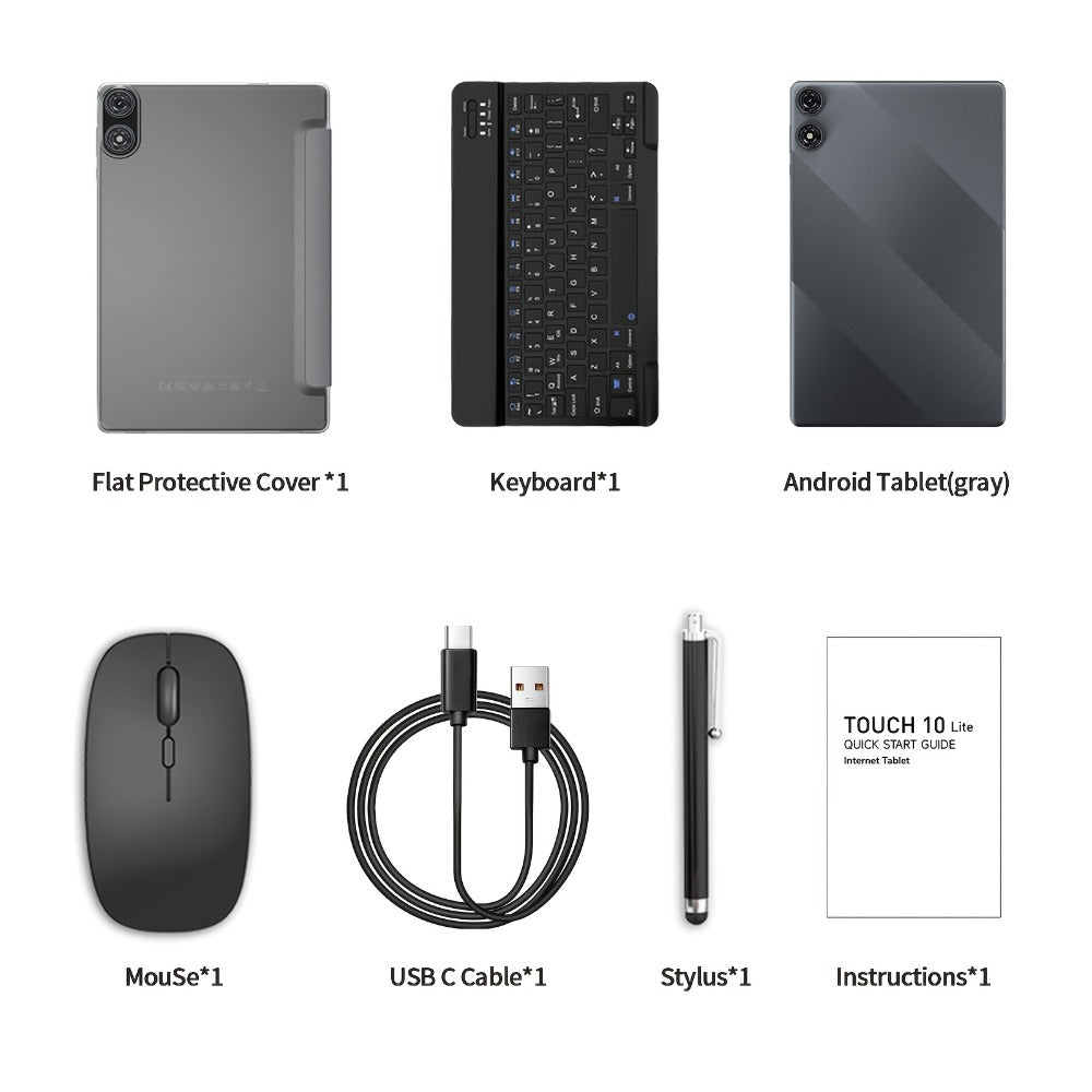 Android Tablet 10.1-Inch 2-in-1 with Android 15, 8GB Total RAM, 32GB Internal Storage and Keyboard Sets