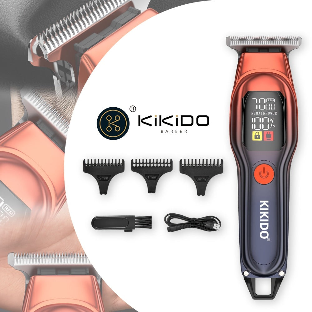 Hair Clippers & Trimmers KIKIDO KK-A2 T-Blade Model with LCD Display, USB Charging and Three Guide Combs