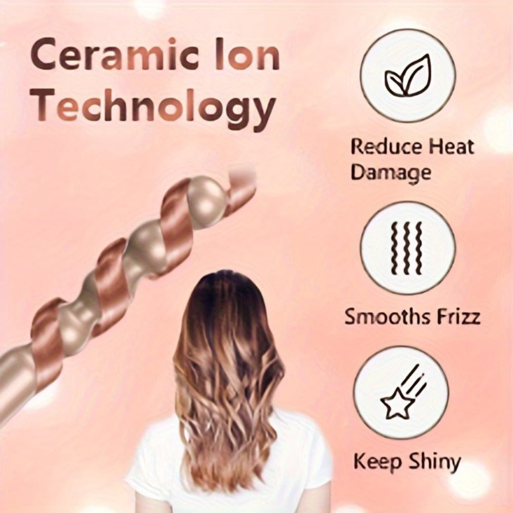 5-in-1 Curling Wand Set Ceramic Interchangeable Barrels 0.4-1.25 Inch - 30s Fast Heat Dual Voltage Auto Shut-Off Hair Curler Iron with Heat Glove for Women Long Short Hair