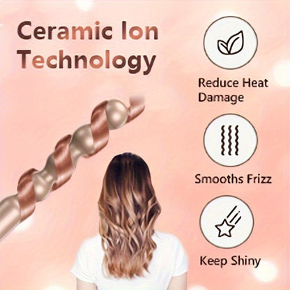 5-in-1 Curling Wand Set Ceramic Interchangeable Barrels 0.4-1.25 Inch - 30s Fast Heat Dual Voltage Auto Shut-Off Hair Curler Iron with Heat Glove for Women Long Short Hair