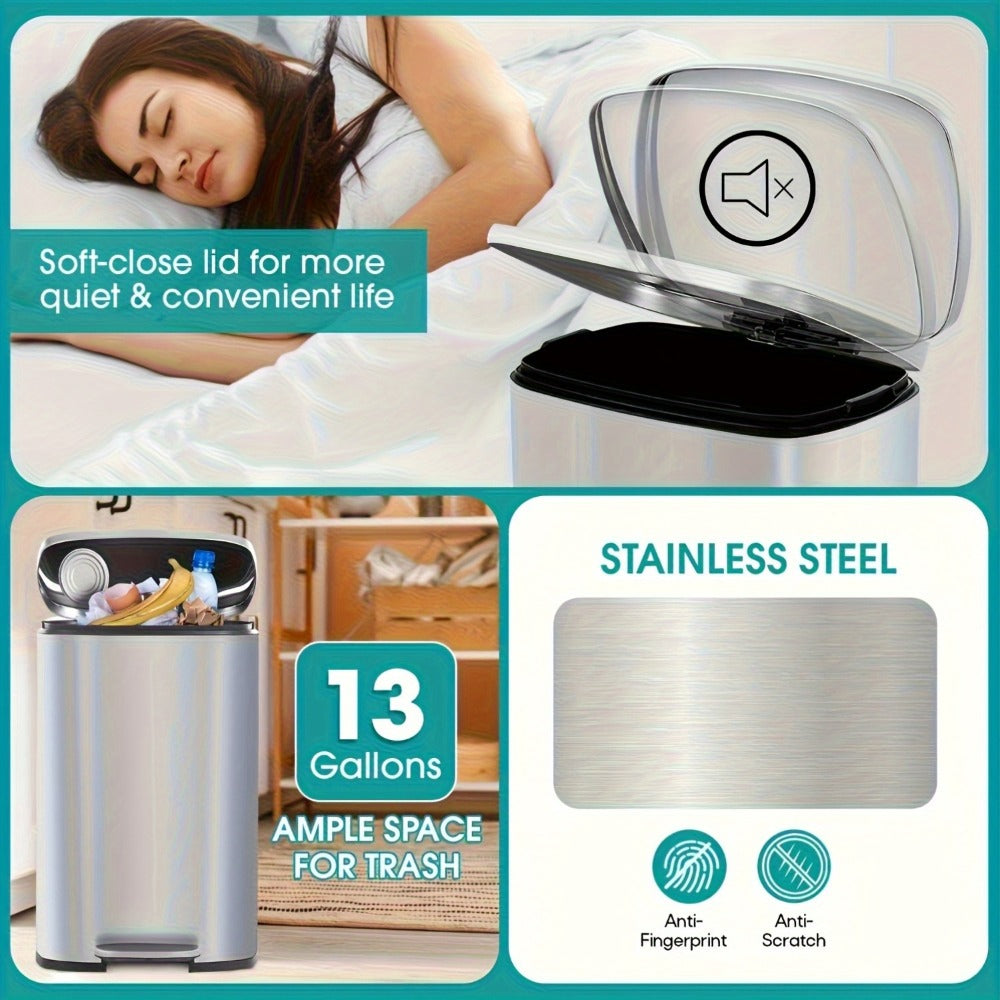 Pedal Trash Can with Removable Inner Bucket, 13, 7.93 or Twin 1.32-Gallon Options in Four Finishes