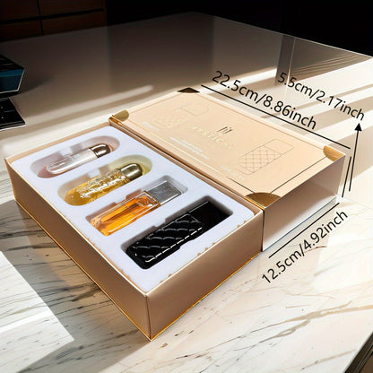Perfume Gift Set Four Mini Spray Bottles in 20ml or 30ml Sizes with Mixed Bottle Shapes and Fitted Box