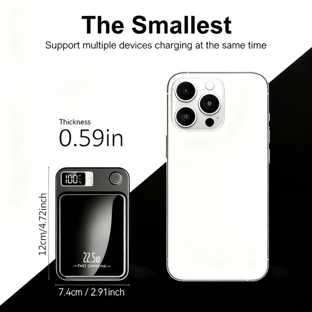10000mAh Slim Magnetic Power Bank with 22.5W Marking, USB-C Connection and Two Color Options