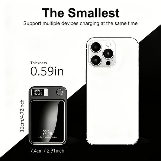 MagSafe Compatible Power Bank 10000mAh Magnetic Wireless Charger 22.5W USB-C Fast Charging LED Display Portable Charger for iPhone 16 15 14 13 12 Series Android Black White