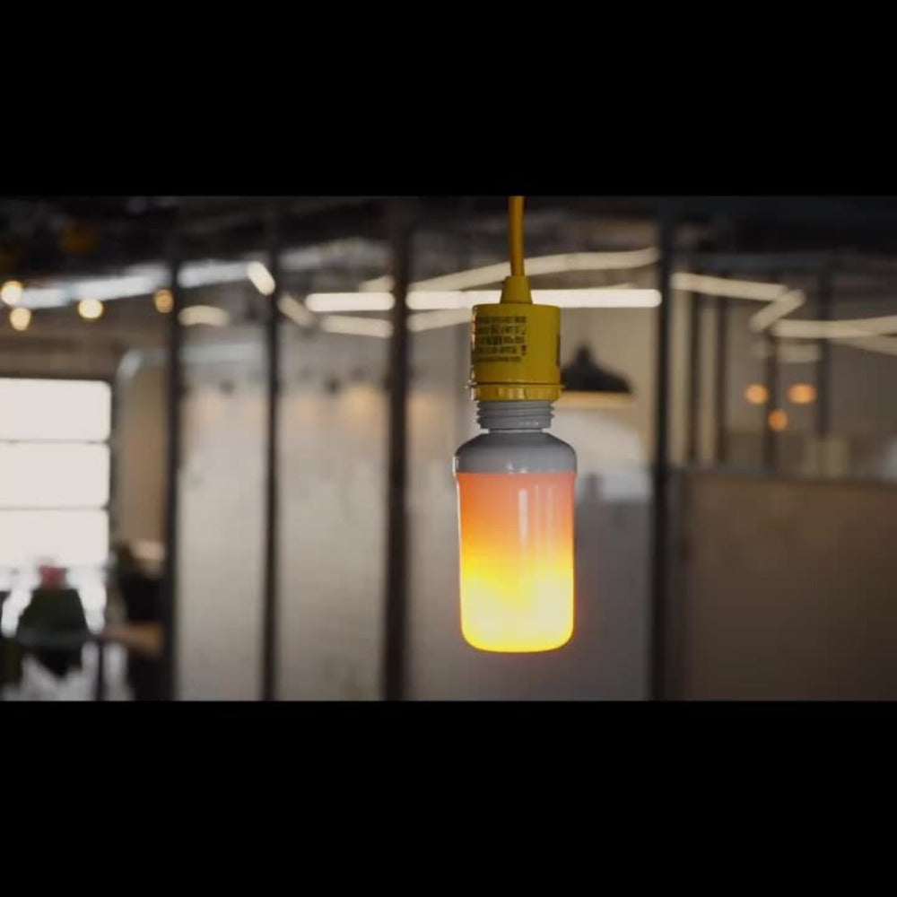 Flame Effect LED Light Bulbs with E26 Base, 51 LEDs and Four Lighting Modes in Yellow, Two-Pack