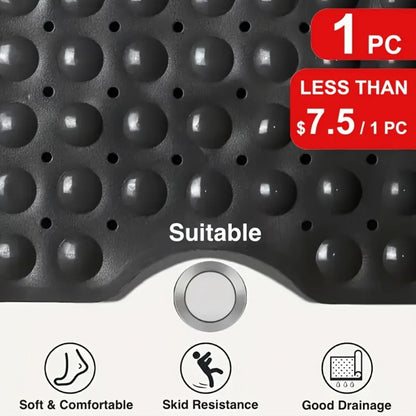 Two-Piece Black Bath Mat Set with Suction Cups, Drain Holes and Three Exact Checkout Options