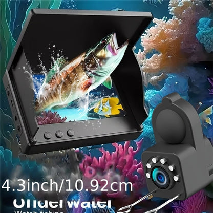 Underwater Fishing Camera 4.3-Inch HD Display with Night Vision & Triple Light Shielding – Portable Fish Finder with Bait Monitor, Complete Fishing Kit for Ice Lake River Sea Fishing