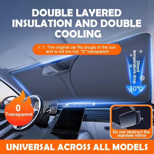 Car Windshield Sun Shade - Foldable Front Window UV Protection Sunshade Blocker, Heat Reflector Visor for Car Interior Cooling, Universal Fit Large Size Dashboard Protector