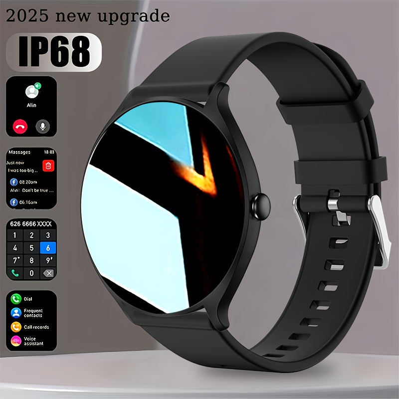 IP68 Waterproof Swimming Smartwatch Bluetooth Calling HD Display Music Control Sleep Health Monitor Long Battery Multi-Sport Modes iOS Android Compatible – Jet Black Blush Pink Silver Round