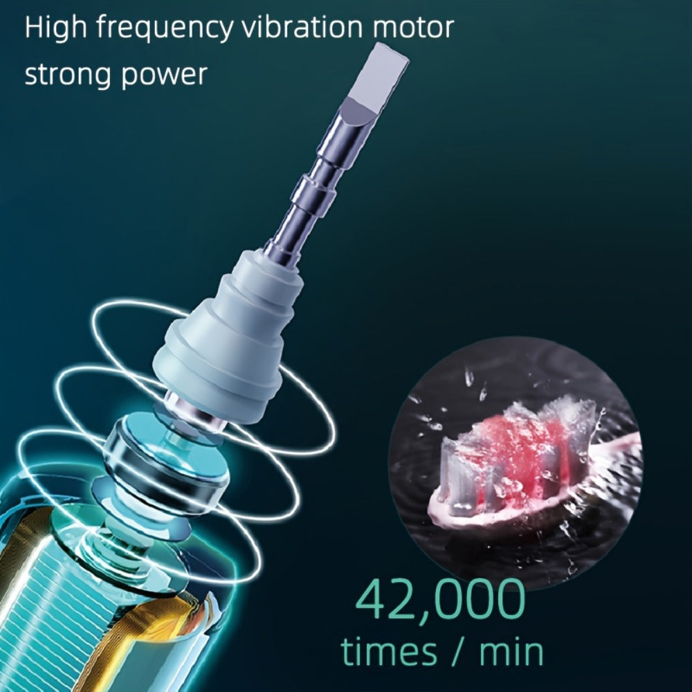 Sonic Electric Toothbrush IPX8 Waterproof USB Rechargeable with 5 Replacement Brush Heads, Smart Timer, Metal Shaft, Couple Design for Adults Men & Women — Black, Green Pink, Pink White