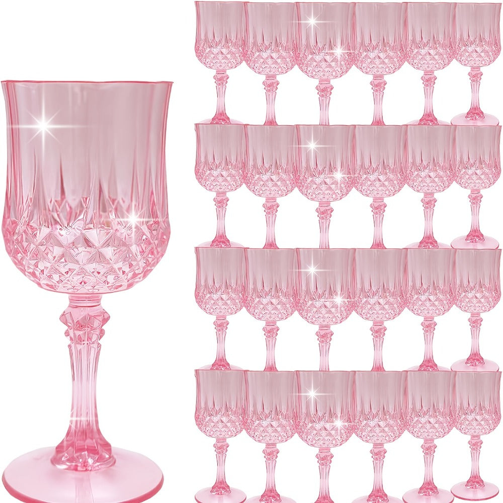 Plastic Wine Glasses 24 Pack 7oz – Unbreakable Crystal Vintage Champagne Flute Glasses Reusable Drinkware for Wedding Party Outdoor Events Kitchen