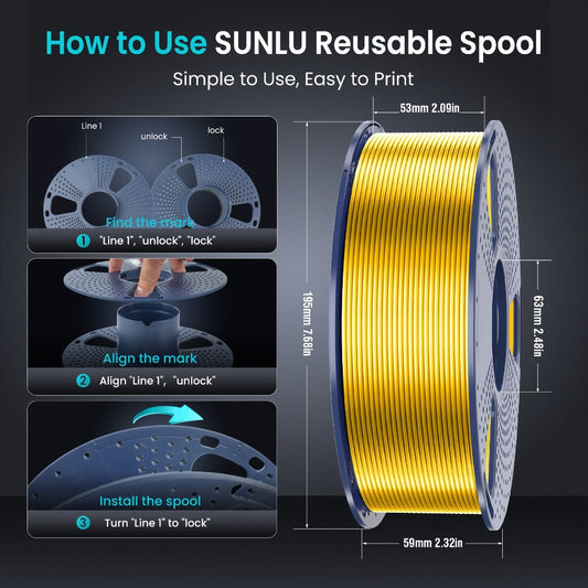 SUNLU PLA+ Filament 1.75mm 1kg Spool Strong Tough Upgraded PLA Smooth Glossy Finish ±0.02mm Accuracy Wide FDM Printer Compatibility Silk Colors