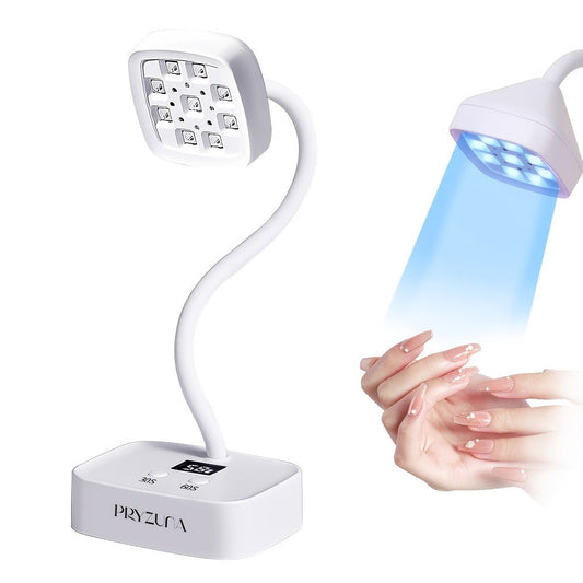 UV LED Nail Lamp Smart Sensor Auto-Start Rechargeable Cordless with 360° Flexible Gooseneck LCD Display 30s 60s Timer – Portable Type-C Gel Nail Light for All Gel Types Home Salon DIY Manicure White