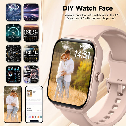 Smart Watch 1.95-Inch TFT Display with Custom Photo Faces, Calling and Three Band Color Options