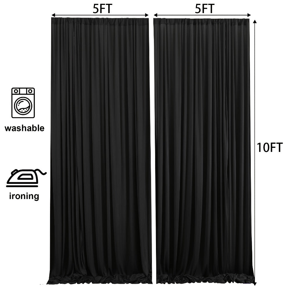 White Black Duo Backdrop Curtains 2 Pack 5x10Ft Wrinkle-Resistant Photo Background Fabric for Wedding, Birthday, Christmas, Halloween & Party Decoration – Reversible Dual Color Event Curtain Set