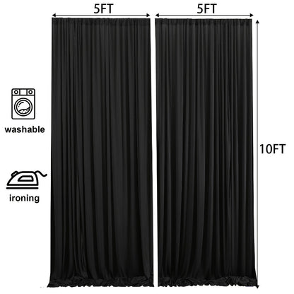 White Black Duo Backdrop Curtains 2 Pack 5x10Ft Wrinkle-Resistant Photo Background Fabric for Wedding, Birthday, Christmas, Halloween & Party Decoration – Reversible Dual Color Event Curtain Set