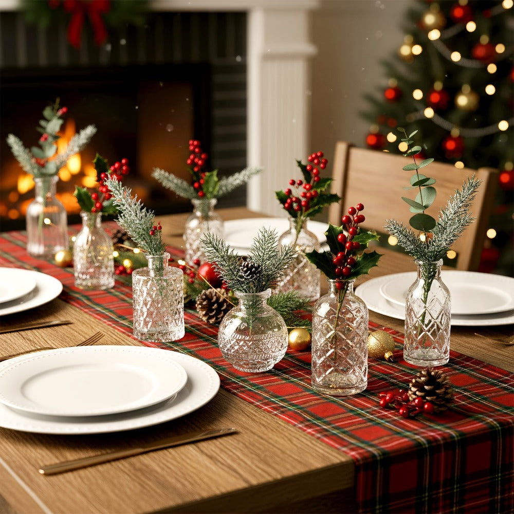 Party Decorations Clear Mini Bud Vase Set with 12, 30, 43 or 52 Mixed Shapes for Table Displays