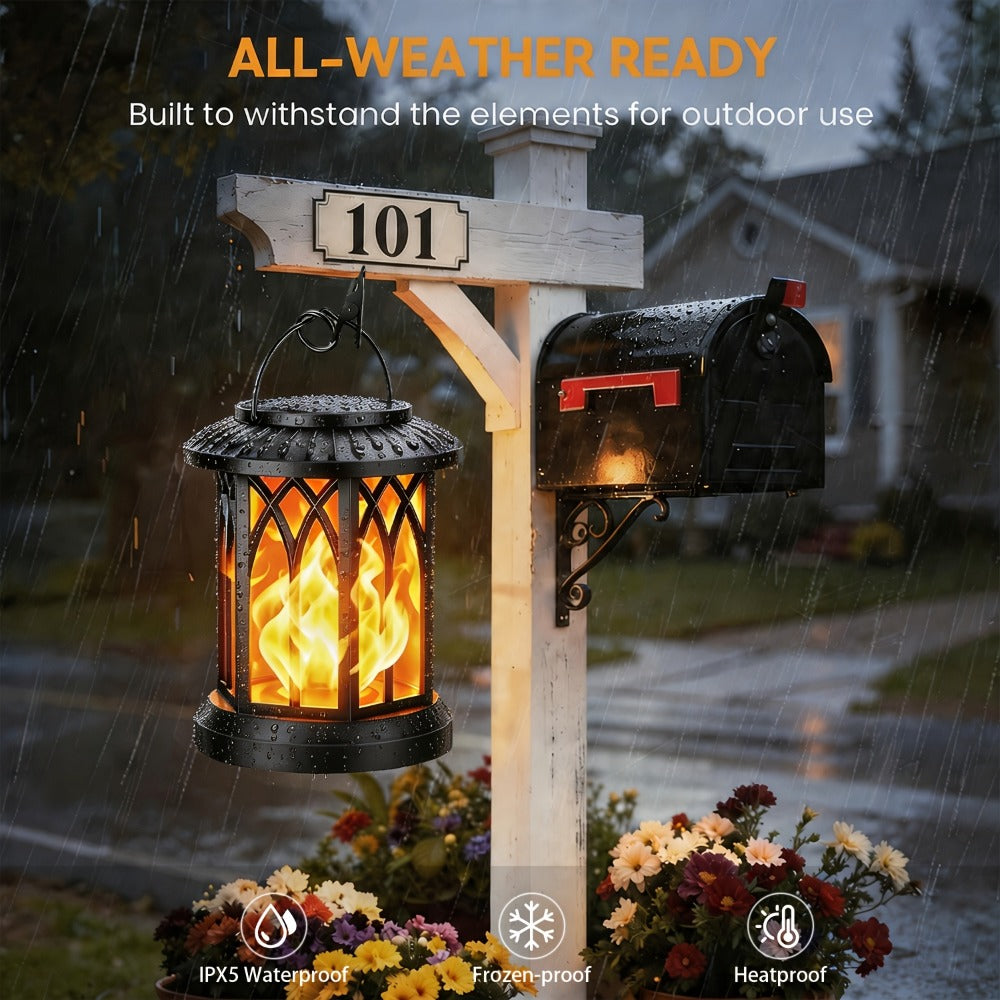 Solar Lantern Outdoor Hanging Lights Flickering Flame IPX5 12Hrs Garden Yard Patio Decor Classic Black Antiqued Bronze 2 or 4 Pack