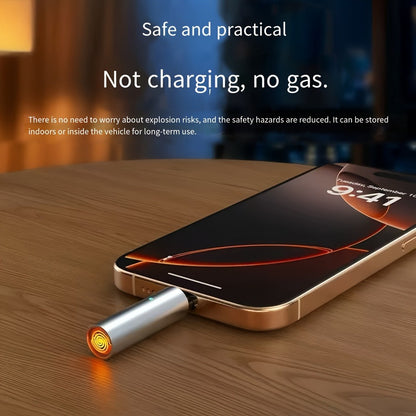 USB Type-C Electric Lighter – Aluminum Alloy Flameless Rechargeable Lighter, No Battery, Windproof – Ideal for Daily Use, Travel & Carry-On Airplane Safe