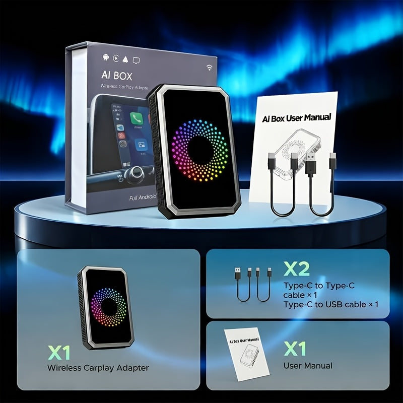 Wireless CarPlay Adapter AI Box 3-in-1 – Netflix YouTube TikTok Streaming, Dual WiFi 2.4G+5G, USB Drive Support, for OEM Wired Apple CarPlay & Android Auto, iPhone 10+ & 2018+ Cars