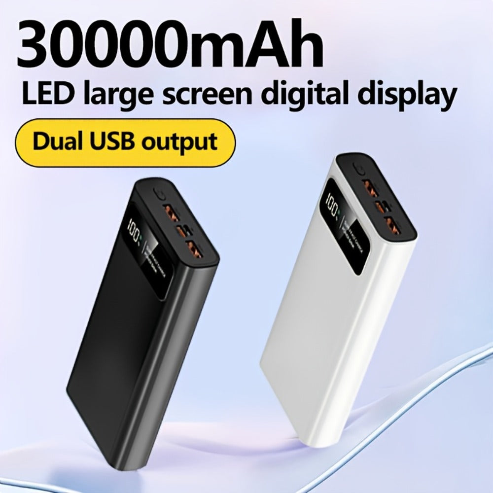 30000mAh Portable Charger with Bidirectional Fast Charging Dual USB & USB-C Power Bank High Capacity Battery Pack for iPhone Android Samsung Tablet Travel Outdoor Emergency