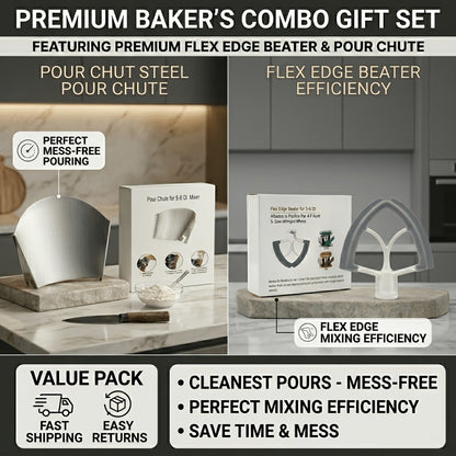 Stainless Steel Stand Mixer Pouring Chute for Select 4.5–8 Qt Tilt-Head and Bowl-Lift Mixers