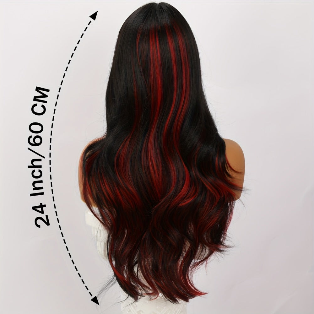 Synthetic Wig 24-Inch Mineral Green Ombre Style with Adjustable Rose Mesh Cap and Combs for Cosplay