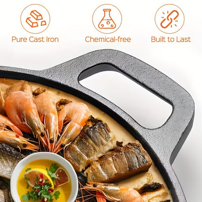 28cm Cast Iron Skillet Bundle with Barbecue Tongs and Optional 304 Stainless Steel Box in 2- or 3-Piece Sets