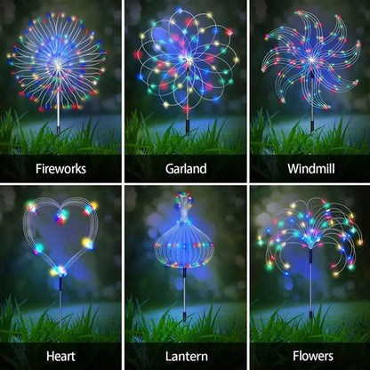 Solar Firework Garden Lights Outdoor 12 Pack 750 LED - 8 Modes Waterproof Starburst Stake Lights for Yard, Pathway, Balcony, Christmas & Holiday Decor, Multicolor or White (4-Pack / 12-Pack)