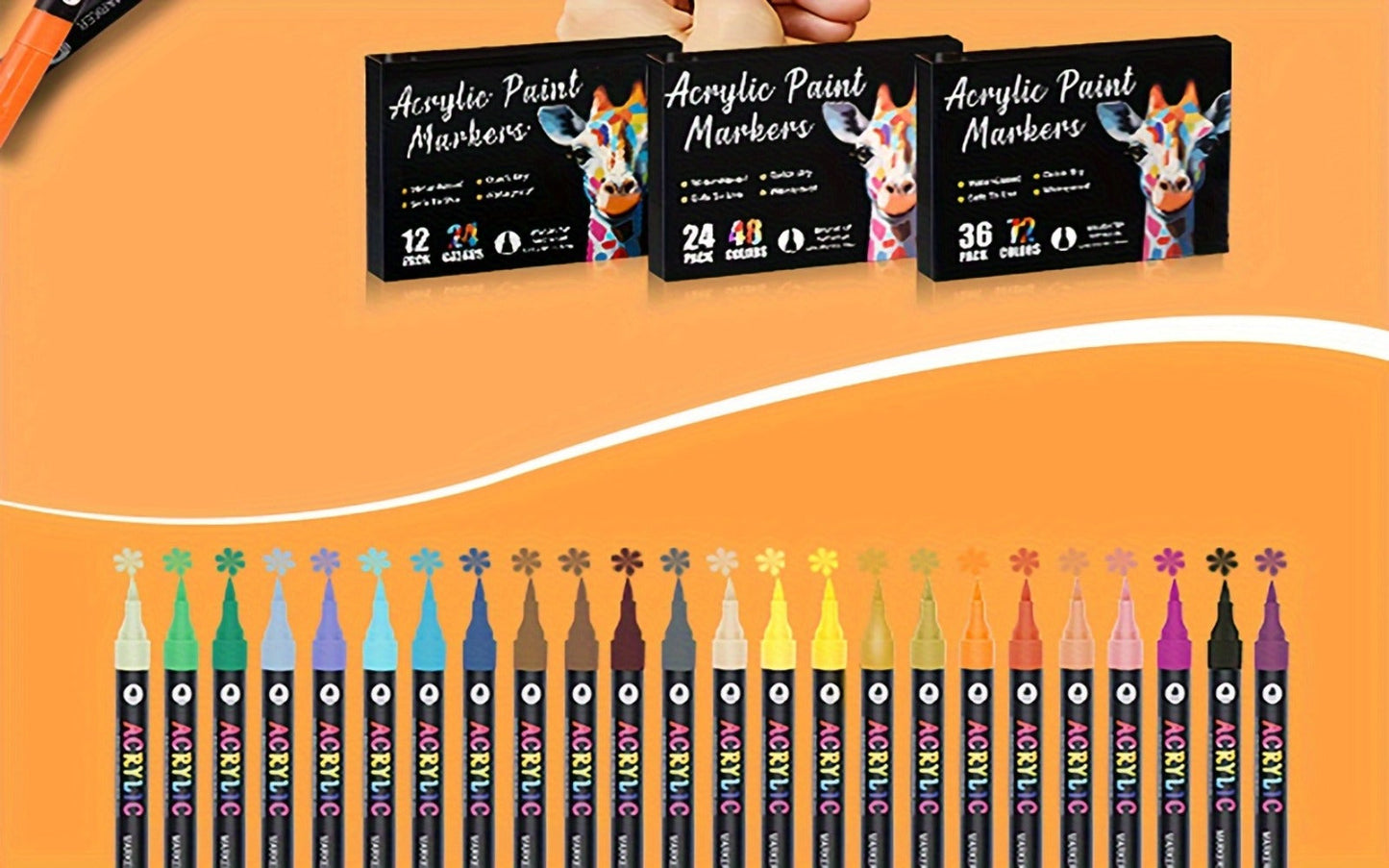 Double-Ended Acrylic Paint Pen Set with Brush and Fine Tips in 48- or 72-Piece Checkout Options