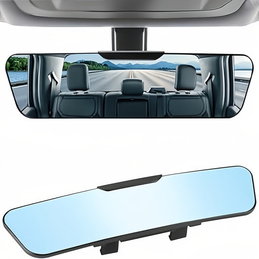 Anti-Glare Rearview Mirror 12" Wide Angle Panoramic – Universal Clip-On Convex Mirror for Car, SUV & Truck, Blind Spot Elimination | White & Blue