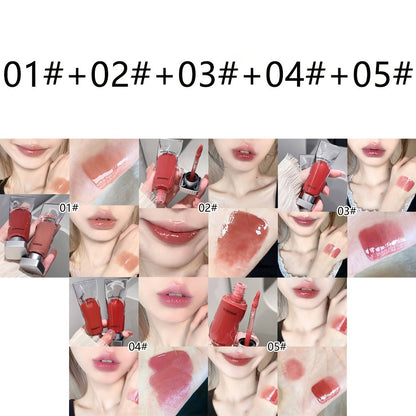 Five-Piece SHAQINUO Water-Shine Lip Gloss Set with Contoured Squeeze Tubes in Shades 01 through 05