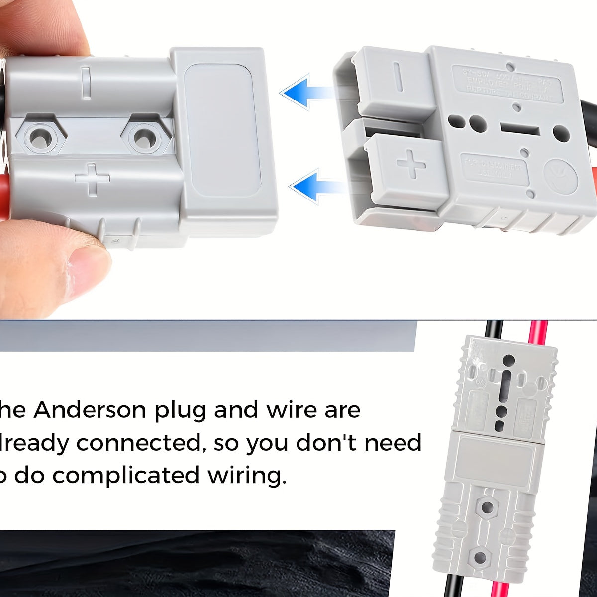 SB50 Anderson Connector Plug with 10FT Wire - Double SB50 Battery Harness Cable for RV, Winch, Trailer, Golf Cart & Electric Vehicle Quick Connect