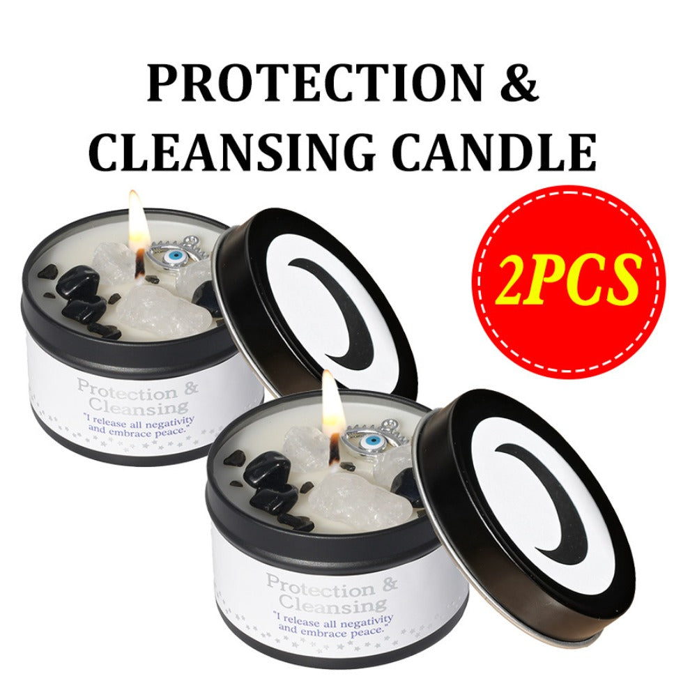 Crystal-Style Tin Candle with Eleven Intention Labels and One- or Two-Piece Checkout Options