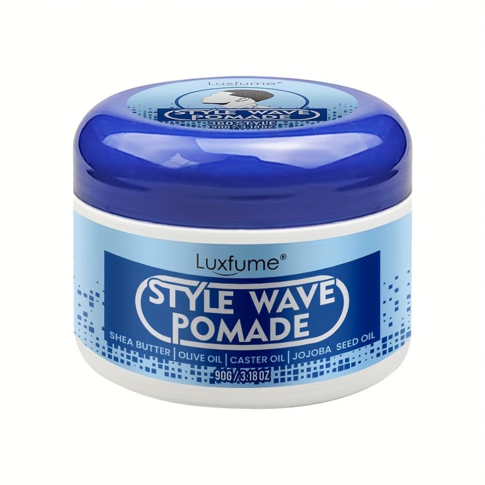 Wave Pomade Strong Hold & Edge Control 3.18oz 2-Pack - Luxfume Non-Greasy Hair Styling Cream with Natural Botanical Extracts, 360 Waves, Easy Wash Out, All Hair Types