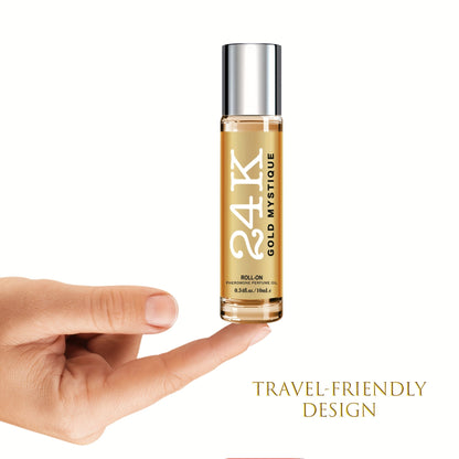 Men's Cologne 24K Infused Roll-On Perfume Oil, 0.34 Fl Oz Gold-Tone Travel Bottle with Fruit & Fresh Selection