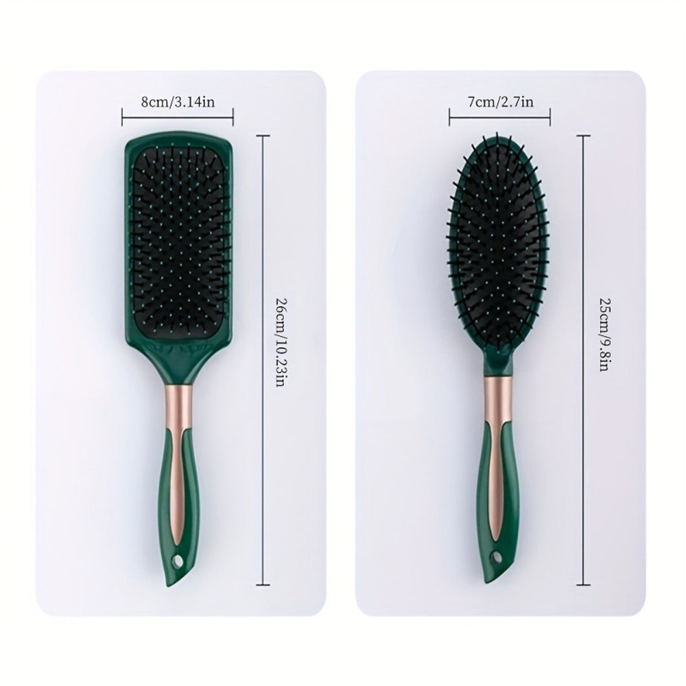 Hair Accessories Five-Piece Green Brush and Comb Set with Cushion Brush, Pick and Styling Tools