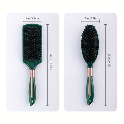 Hair Accessories Five-Piece Green Brush and Comb Set with Cushion Brush, Pick and Styling Tools