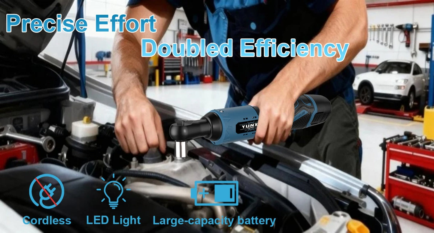 Power Tools YUNXI 12V Brushless Cordless Ratchet Wrench Kit with Batteries, Charger and Accessory Options