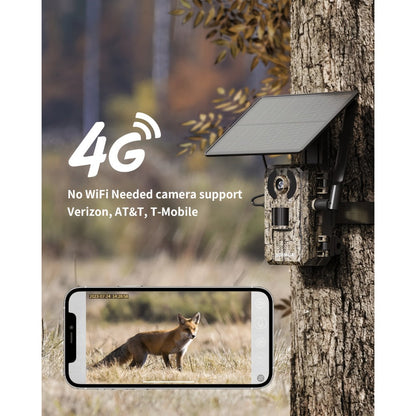 Solar Powered 4G Trail Camera 4K Live View 0.2s Trigger Speed 120° Wide Angle 850nm Night Vision No WiFi Needed Cellular Hunting Wildlife Game Camera with Remote Phone Access
